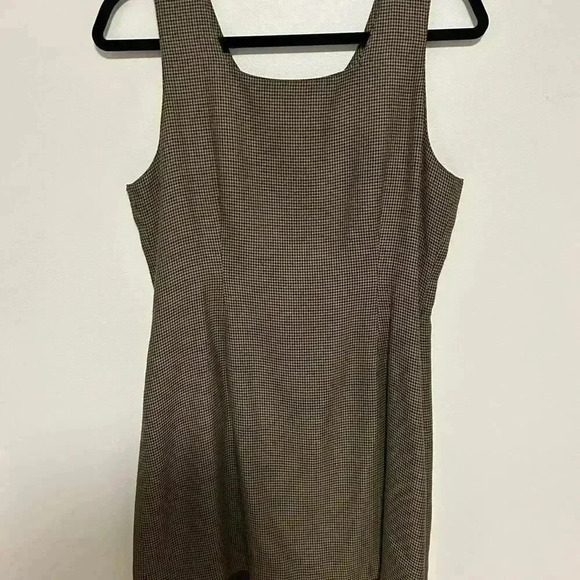 Gap houndstooth mini dress rayon 90s Abercrombie Ralph size 6/M vintage brown - Picture 5 of 8